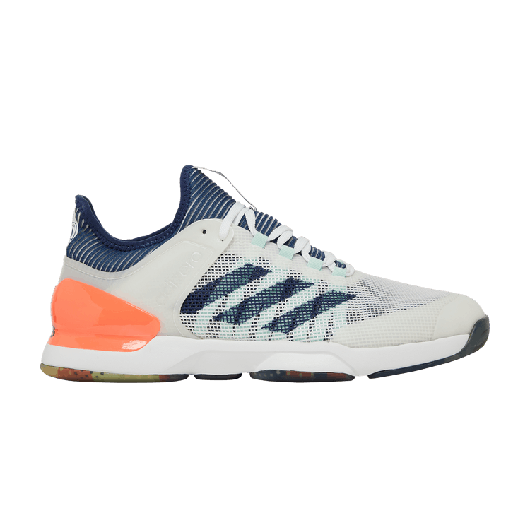 Adidas Adizero Ubersonic 2.0 'White Tech Indigo Coral' — Cloud White/Tech Indigo/Signal Coral