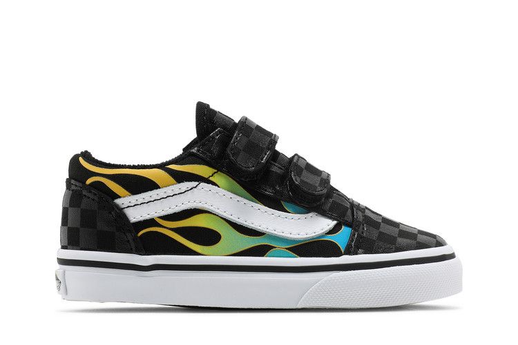 Vans Old Skool V Toddler 'Glow Flame' — Black/True White