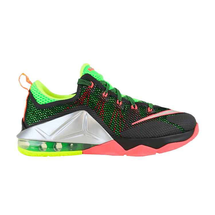 Nike LeBron 12 Low GS 'Remix' — Black/Green Strike-Volt-Metallic Silver