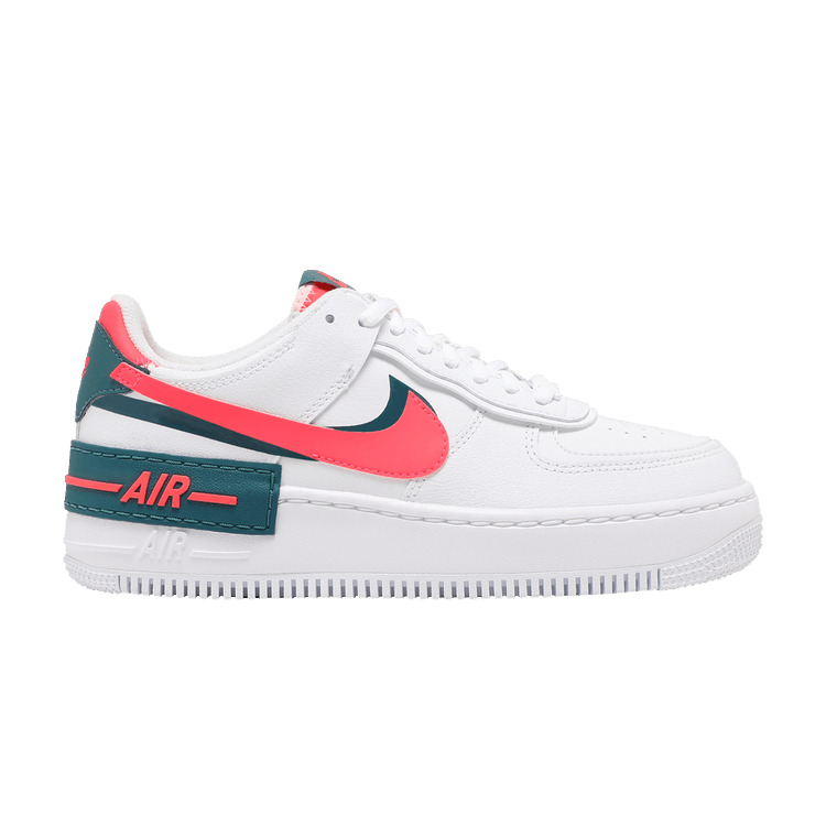 Nike Wmns Air Force 1 Shadow 'White Solar Red' — White/Solar Red/White/Dark Teal Green