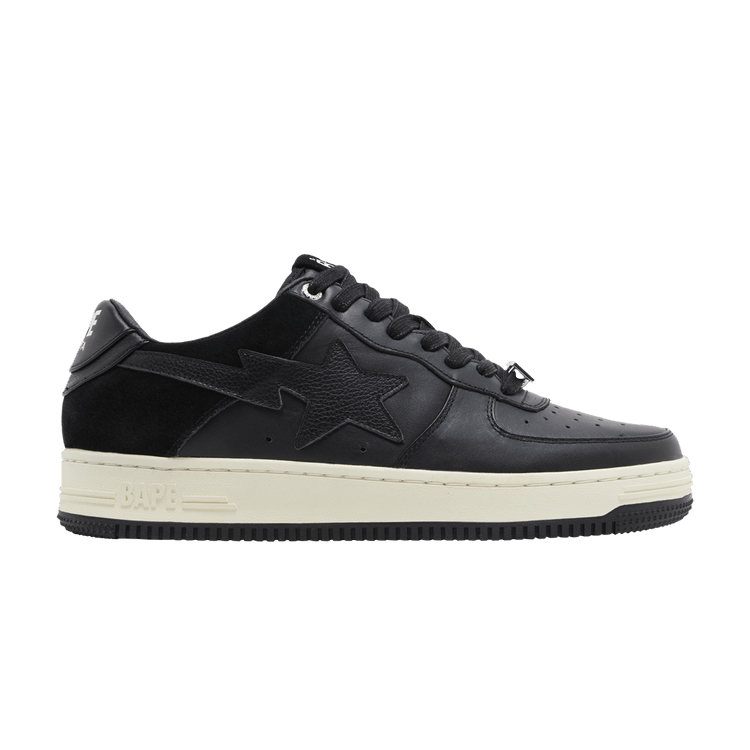 Bapesta Low 'Suede Heel - Black' — Black/Black/White
