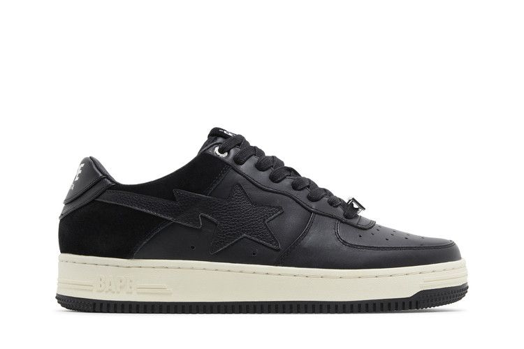 Bapesta Low 'Suede Heel - Black' — Black/Black/White