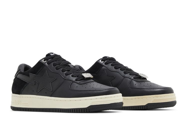 Bapesta Low 'Suede Heel - Black' — Black/Black/White