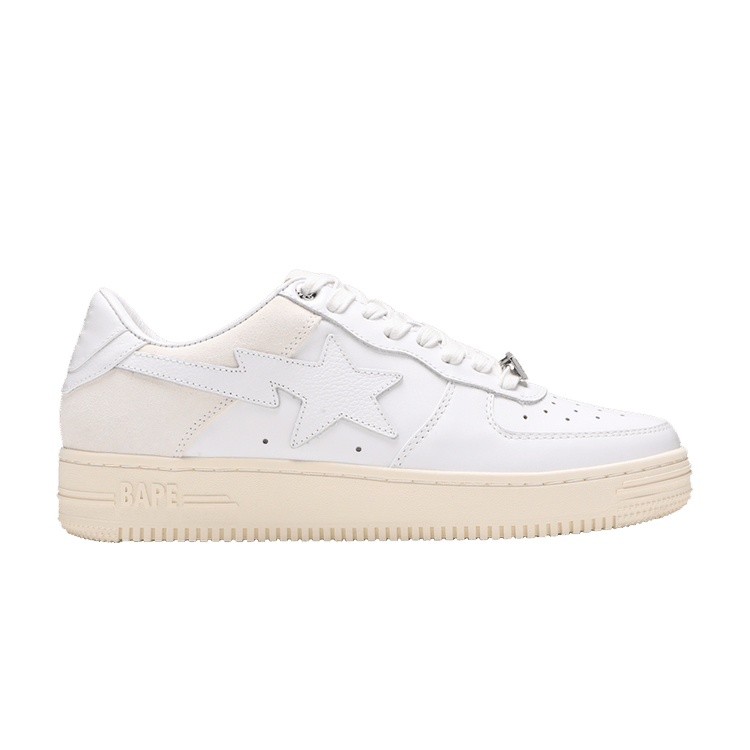 Bapesta Low 'Suede Heel - White' — White/White/Egret