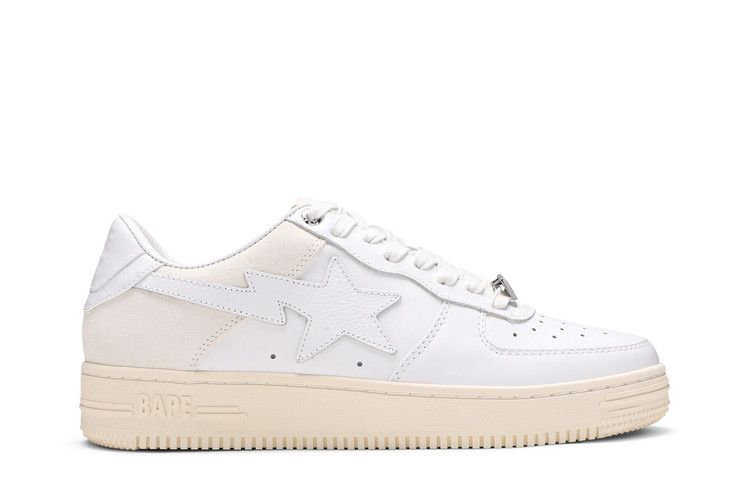Bapesta Low 'Suede Heel - White' — White/White/Egret