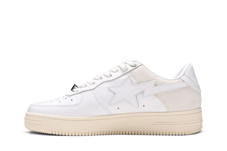 Bapesta Low 'Suede Heel - White' — White/White/Egret