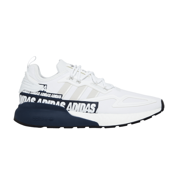 adidas ZX 2K Boost 'Bold Logo Graphic - White Navy' — Cloud White/Grey One/Collegiate Navy