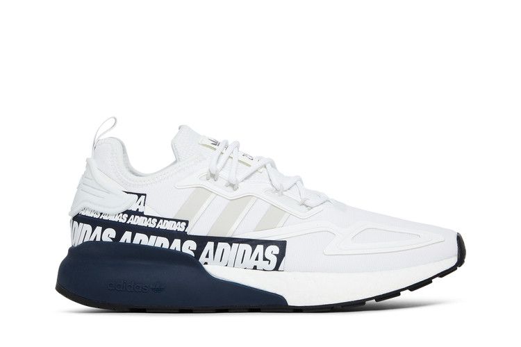 adidas ZX 2K Boost 'Bold Logo Graphic - White Navy' — Cloud White/Grey One/Collegiate Navy