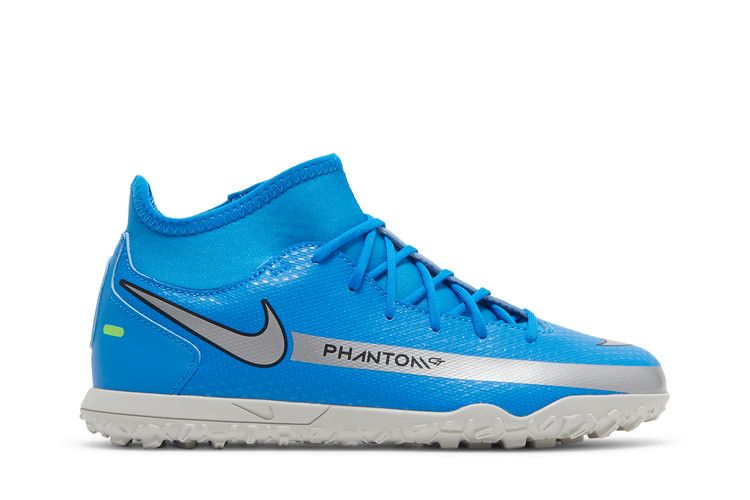 Nike Phantom GT Club DF TF GS 'Photo Blue Metallic Silver' — Photo Blue/Rage Green/Metallic Silver