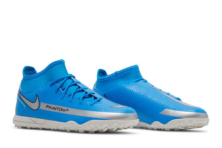 Nike Phantom GT Club DF TF GS 'Photo Blue Metallic Silver' — Photo Blue/Rage Green/Metallic Silver