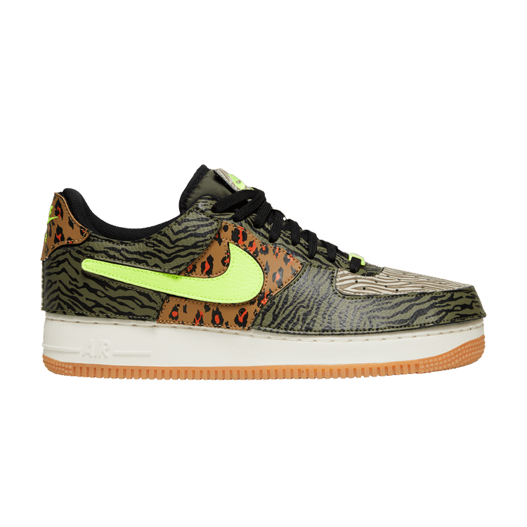 Nike Air Force 1/1 'Animal Print' — Medium Olive/Rattan/Black/Volt