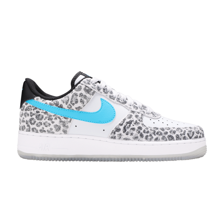 Nike Air Force 1 Low Premium 'Snow Leopard' — Pure Platinum/Light Blue Fury/Black