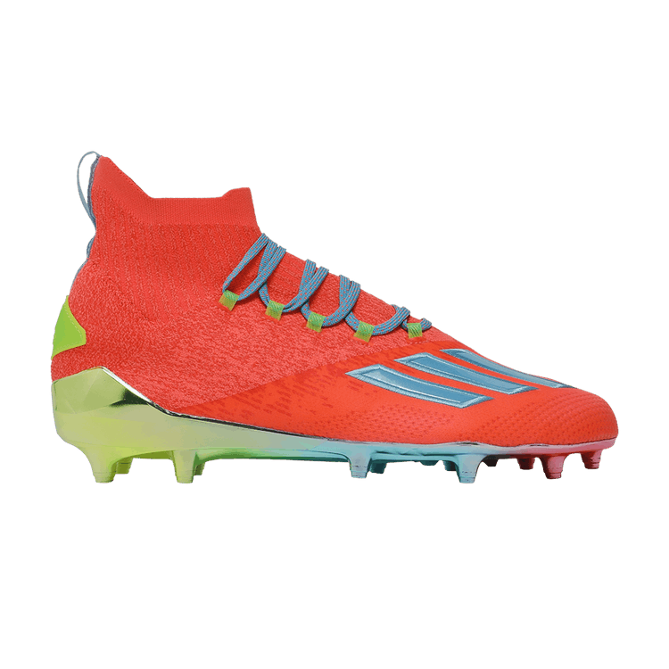 Adidas Adizero Primeknit Cleats 'Signal Coral Bright Cyan' — Signal Coral/Bright Cyan/Signal Green