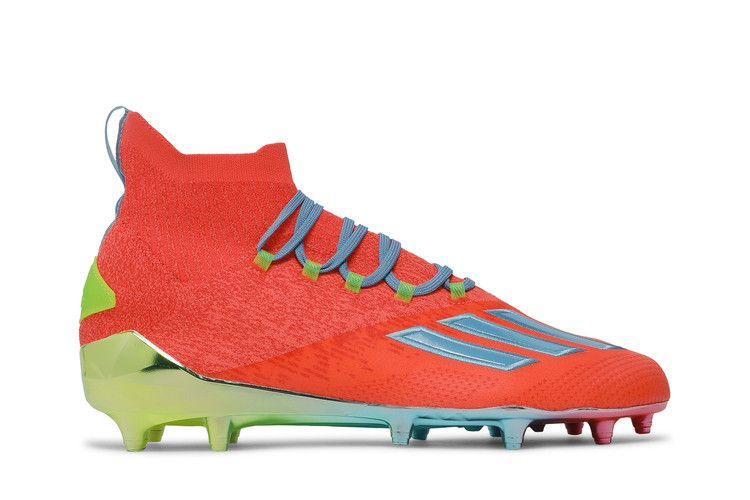 Adidas Adizero Primeknit Cleats 'Signal Coral Bright Cyan' — Signal Coral/Bright Cyan/Signal Green