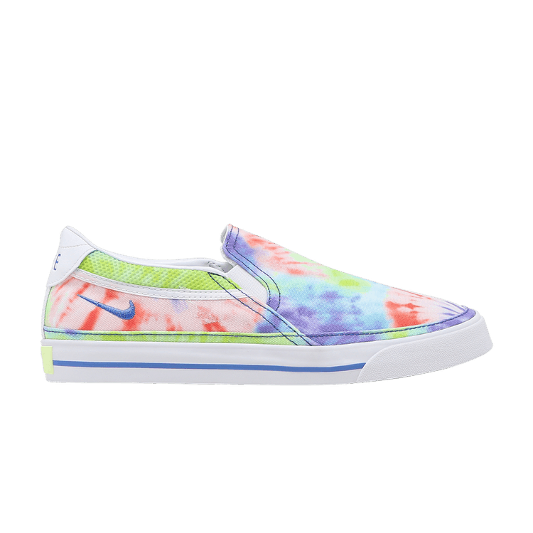 Nike Wmns Court Legacy Print Slip-On 'Tie-Dye' — Multi-Color/White/Light Liquid Lime/Sapphire