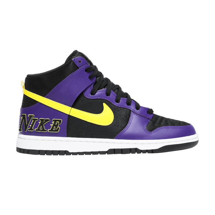 Nike Dunk High Premium EMB 'Lakers' — Black/Opti Yellow/Court Purple/White