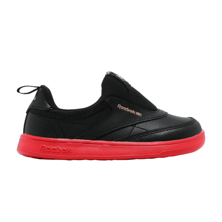 Reebok Cardi B x Club C Slip-On 3 Toddler 'Black Vector Red' — Core Black/Vector Red/Rose Gold