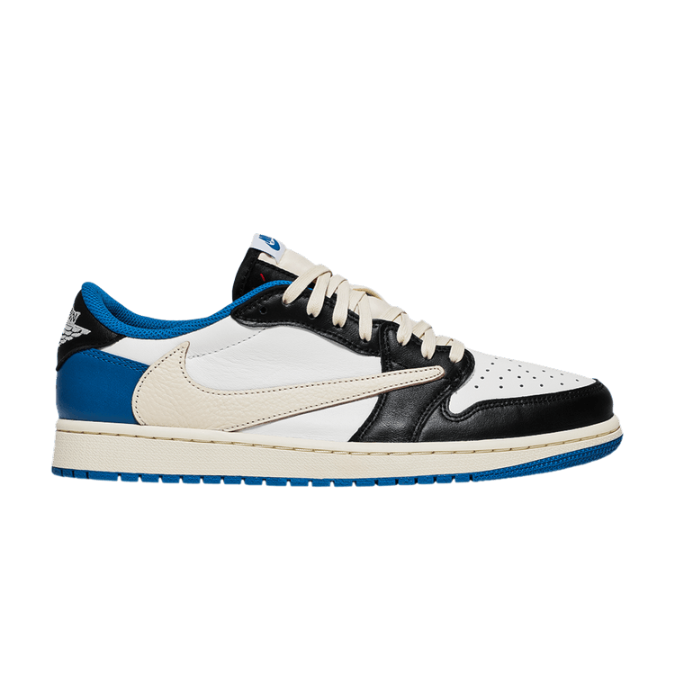 Fragment Design x Travis Scott x Air Jordan 1 Retro Low — Sail/Military Blue/Black