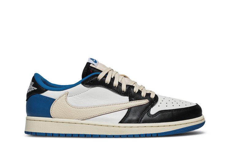 Fragment Design x Travis Scott x Air Jordan 1 Retro Low — Sail/Military Blue/Black