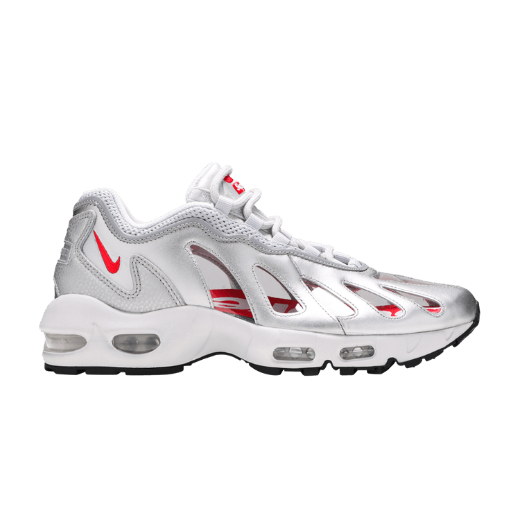 Supreme x Nike Air Max 96 'Metallic Silver' — Metallic Silver/Speed Red/Clear