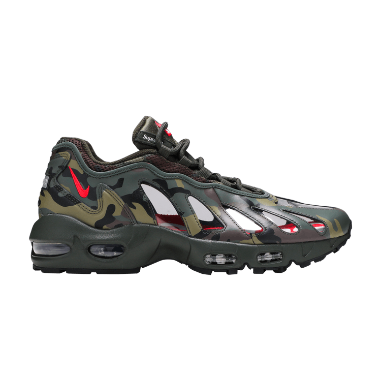 Supreme x Nike Air Max 96 'Camo' — Dark Army/Speed Red/Clear
