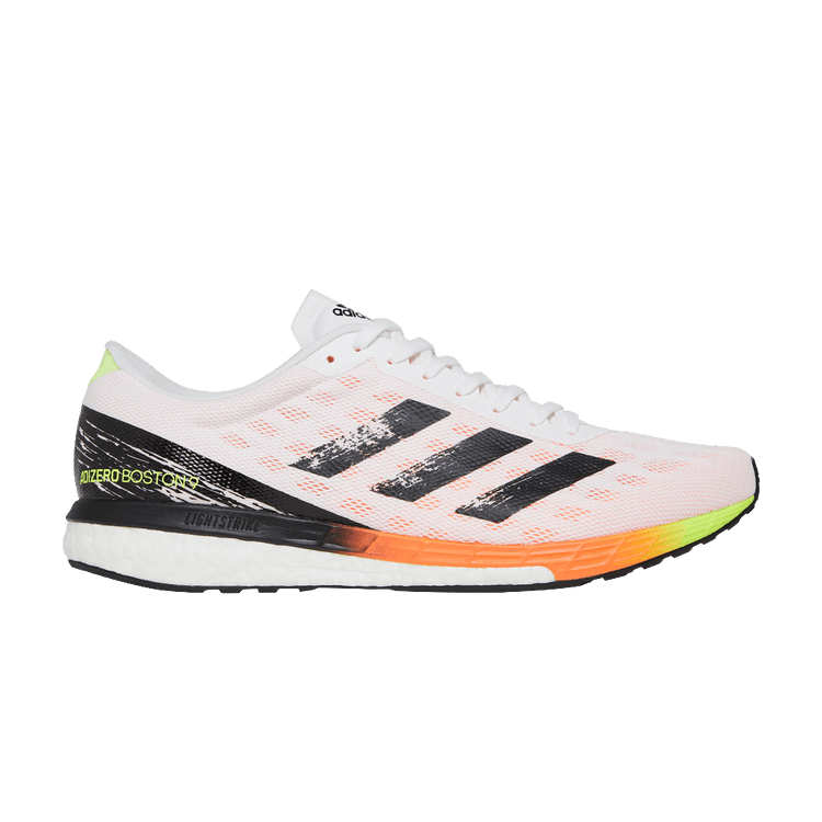 Adidas Adizero Boston 9 'White Screaming Orange' — Cloud White/Core Black/Screaming Orange