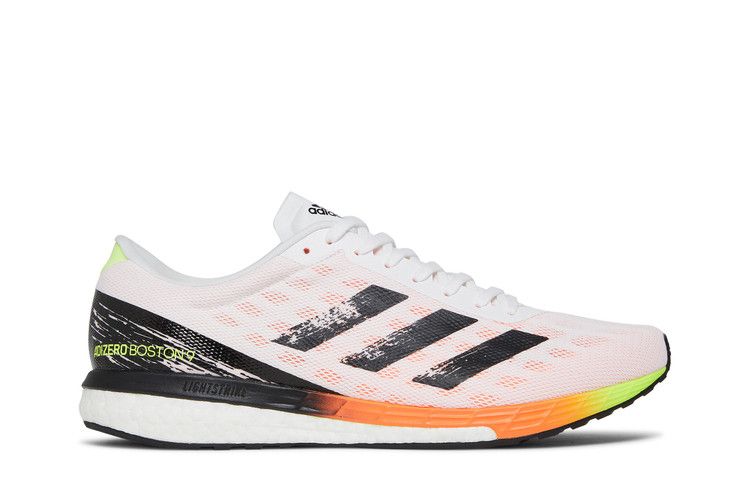 Adidas Adizero Boston 9 'White Screaming Orange' — Cloud White/Core Black/Screaming Orange