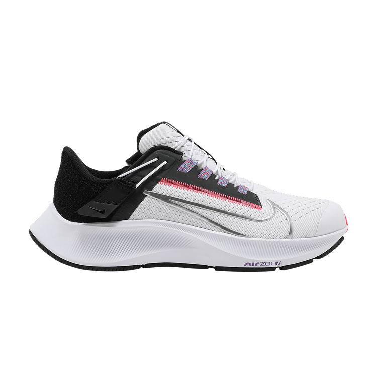 Nike Wmns Air Zoom Pegasus 38 FlyEase Wide 'White Metallic Silver' — White/Black/Flash Crimson/Metallic Silver