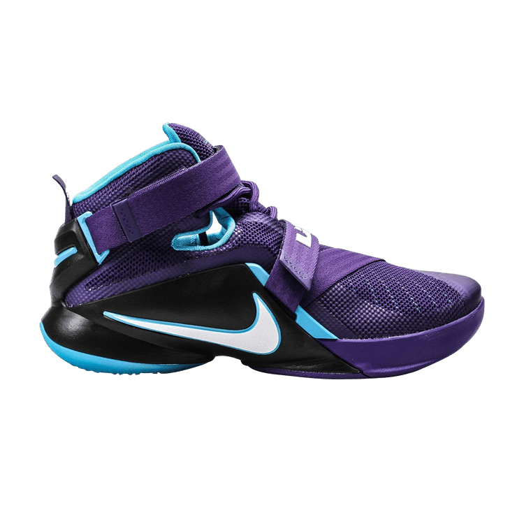 Nike LeBron Soldier 9 GS 'Charlotte Hornets' — Court Purple/Black-Blue Lagoon-White