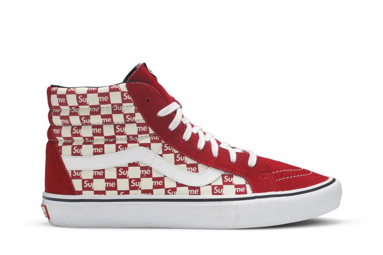 Supreme x Vans Sk8-Hi Pro 'Checkered Red' — Red/White