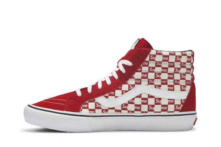 Supreme x Vans Sk8-Hi Pro 'Checkered Red' — Red/White