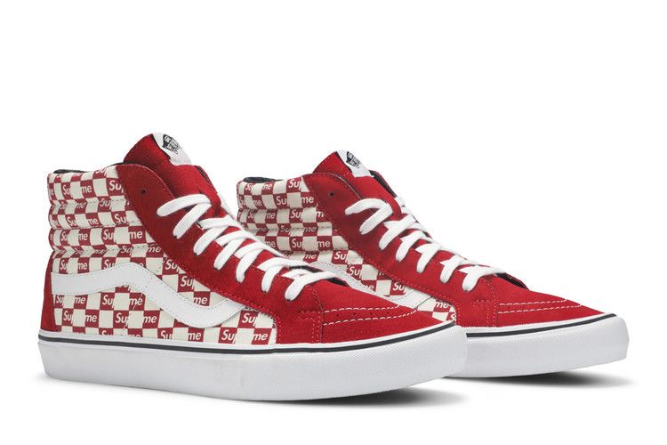 Supreme x Vans Sk8-Hi Pro 'Checkered Red' — Red/White