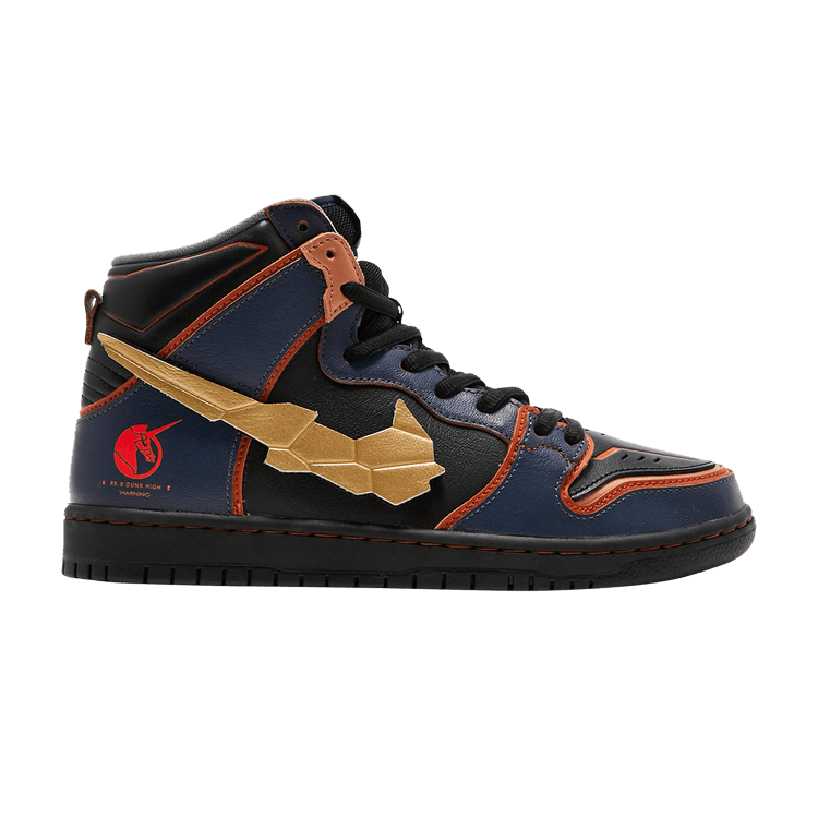 Gundam x Nike Dunk High SB 'Project Unicorn - Banshee Norn' — Thunder Blue/Metallic Gold