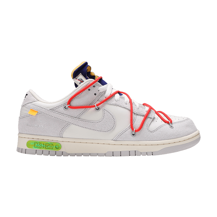Off-White x Nike Dunk Low 'Lot 13 of 50' — Sail/Neutral Grey/Habanero Red