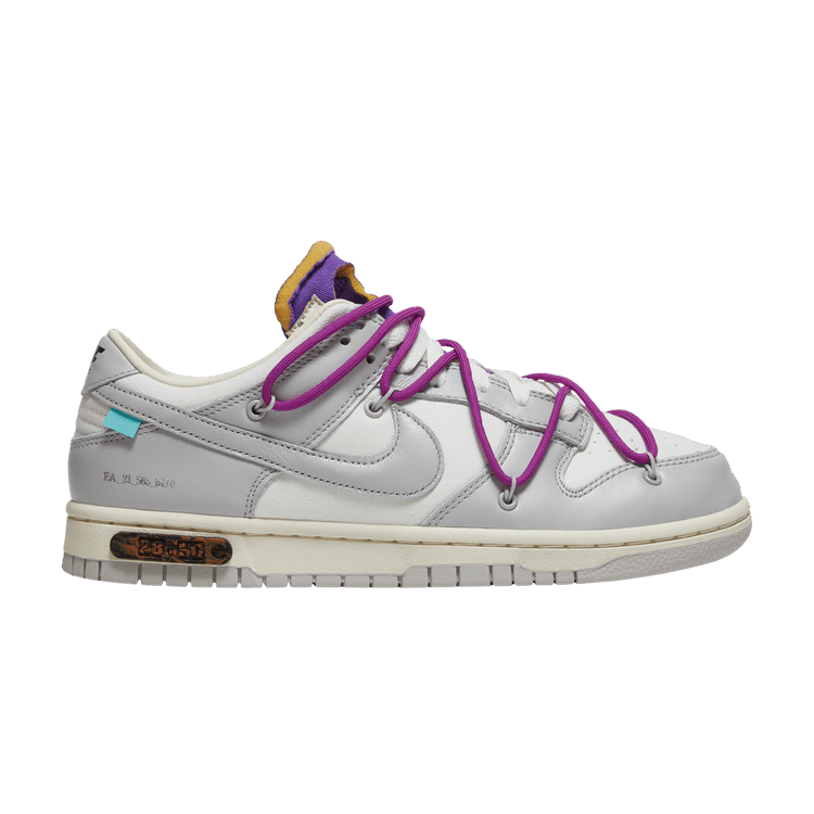 Off-White x Nike Dunk Low 'Lot 28 of 50' — Sail/Neutral Grey/Hyper Violet