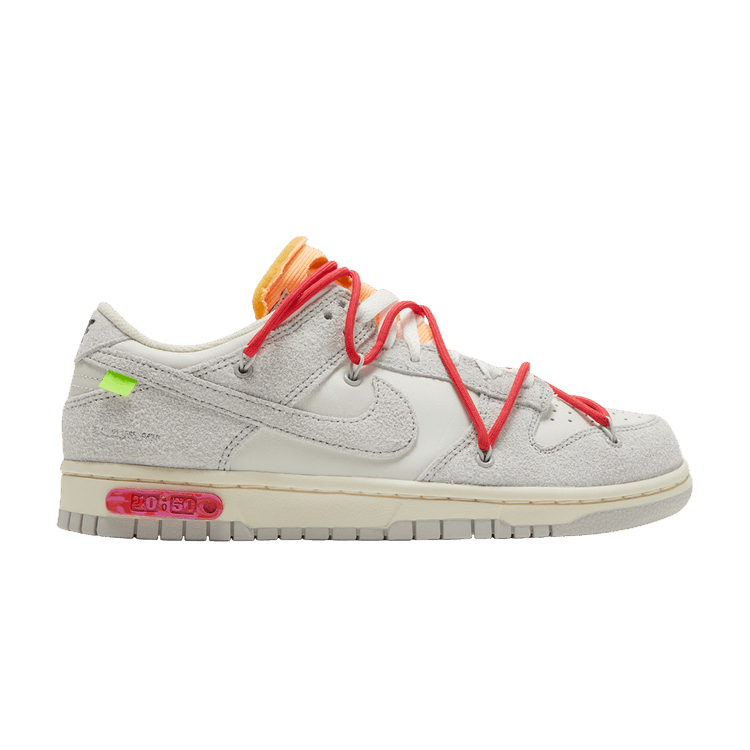 Off-White x Nike Dunk Low 'Lot 40 of 50' — Sail/Neutral Grey/Global Red
