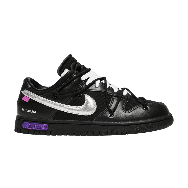 Off-White x Nike Dunk Low 'Lot 50 of 50' — Black/Metallic Silver/Black