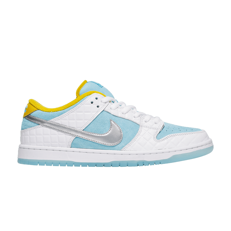 FTC x Nike Dunk Low SB 'Lagoon Pulse' — White/Lagoon Pulse/Metallic Silver/Speed Yellow