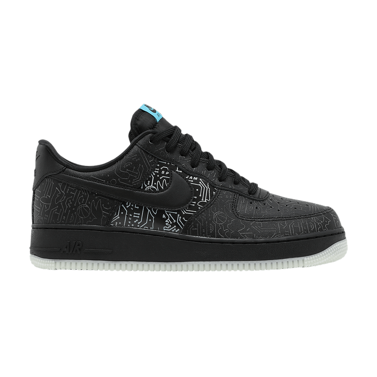 Space Jam x Nike Air Force 1 '07 'Computer Chip' — Black/Light Blue Fury/Black