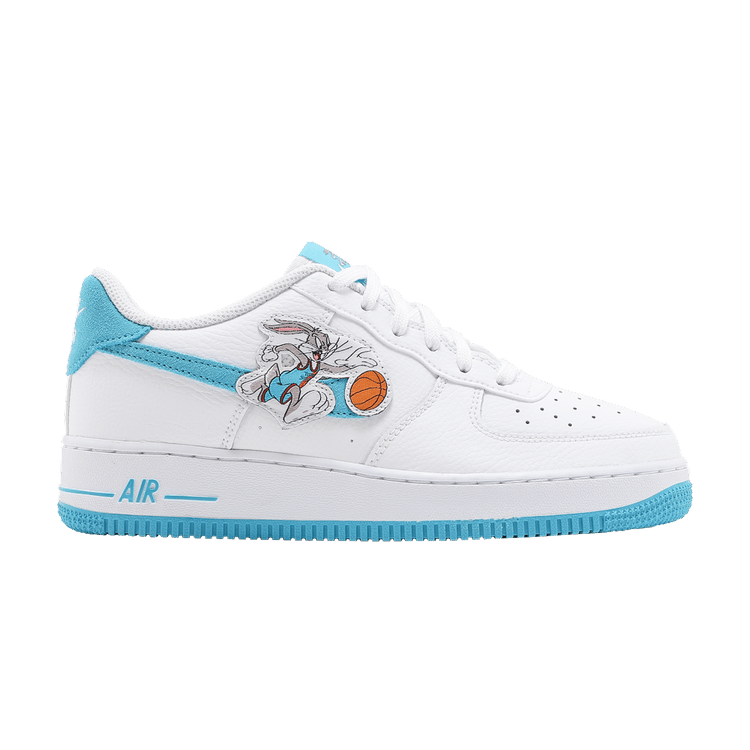 Space Jam x Nike Air Force 1 '07 GS 'Hare' — White/White/Light Blue Fury