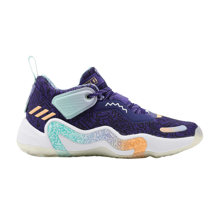 Adidas D.O.N. Issue #3 Big Kids 'Jazz' — Team College Purple/Acid Orange/Halo Mint