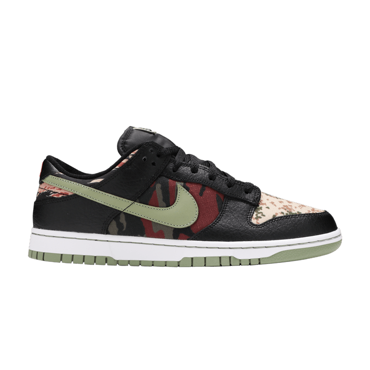 Nike Dunk Low SE 'Black Multi-Camo' — Black/Oil Green/White/Total Orange