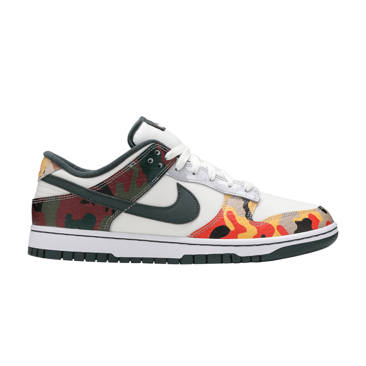 Nike Dunk Low SE 'Sail Multi-Camo' — Sail/Vintage Green/Total Orange/White