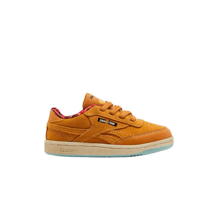 Jurassic Park x Reebok Club C 85 Toddler 'Dr. Alan Grant' — Rich Ochre/Diffused Blue/Stadium Red