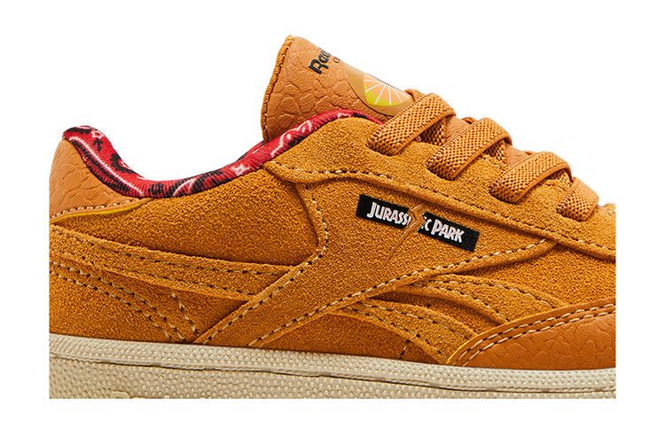 Jurassic Park x Reebok Club C 85 Toddler 'Dr. Alan Grant' — Rich Ochre/Diffused Blue/Stadium Red