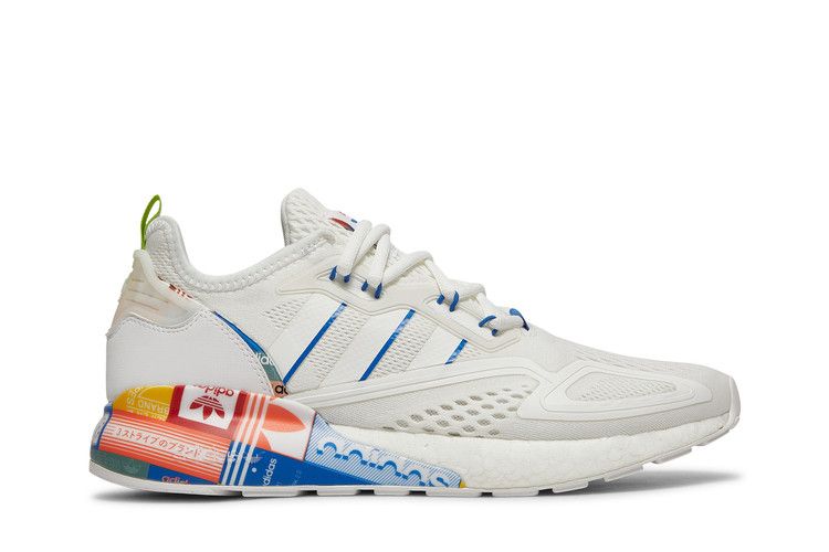 Adidas ZX 2K Boost 'Multi-Color Logos' — Cloud White/Blue/Orange