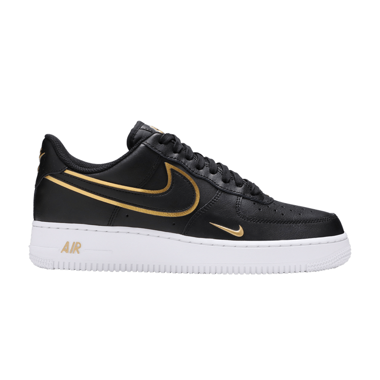 Nike Air Force 1 '07 LV8 'Metallic Swoosh Pack - Black' — Black/Black/Metallic Gold/White