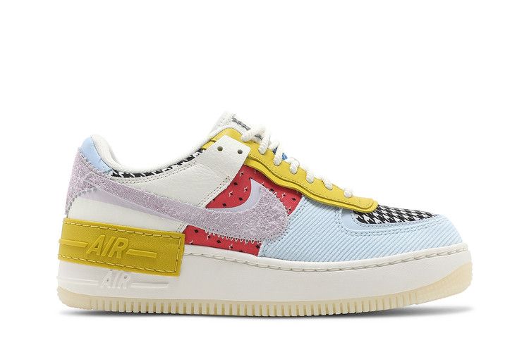 Nike Wmns Air Force 1 Shadow 'Patchwork' — Sail/Hydrogen Blue/Bright Citron/Doll (2)