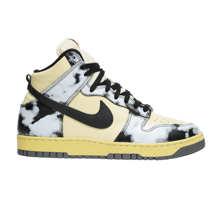 Nike Dunk High 1985 'Black Acid Wash' — Lemon Drop/Black/Saturn