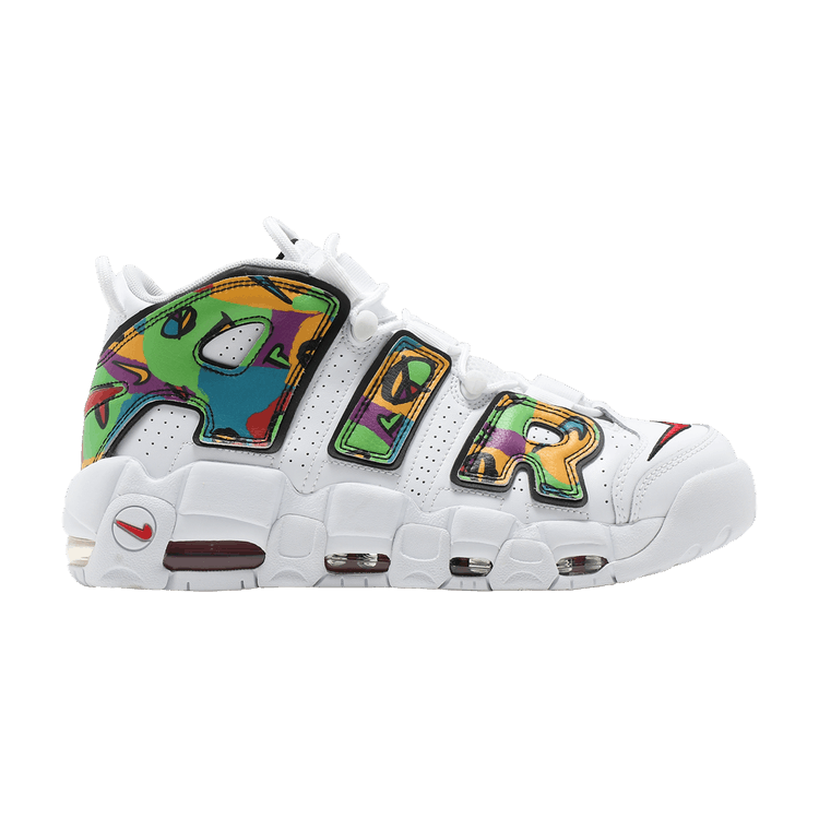 Nike Air More Uptempo 'Peace, Love, Basketball' — White/Black/University Gold/University Red